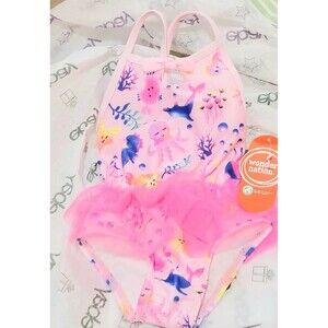 Wonder Nation Infant Swim Suit Size 18 Months Soft Pink One Piece, Sea Animals